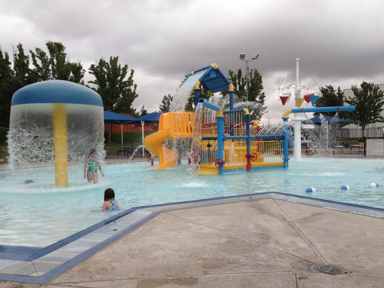 As you can see by the empty pool and large gray cloud overhead, not the best swim day. 